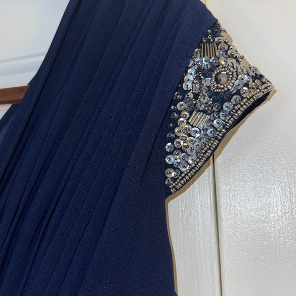 JS Boutique V-Neck Embellished Pleated Surplice Long dress - Picture 5 of 9